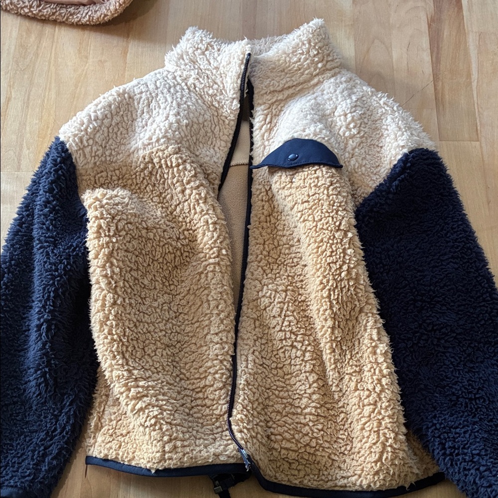 Carter's Sherpa Puffer Jacket in Cream and Navy